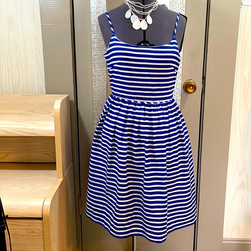 J.Crew navy and white nautical stripe Dress S 6